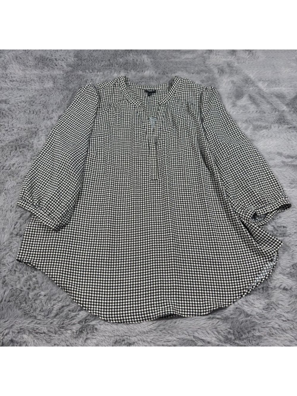 Torrid Harper Studio Blouse Top Women's 2XL Black Houndstooth Polyester Tunic